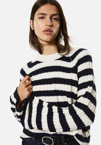 Rib-knit jumper - navy blue striped offers at R 379 in H&M