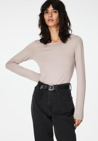 Long-sleeved jersey top - greige offers at R 179 in H&M