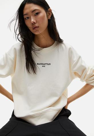 Crew-neck sweatshirt - white offers at R 329 in H&M