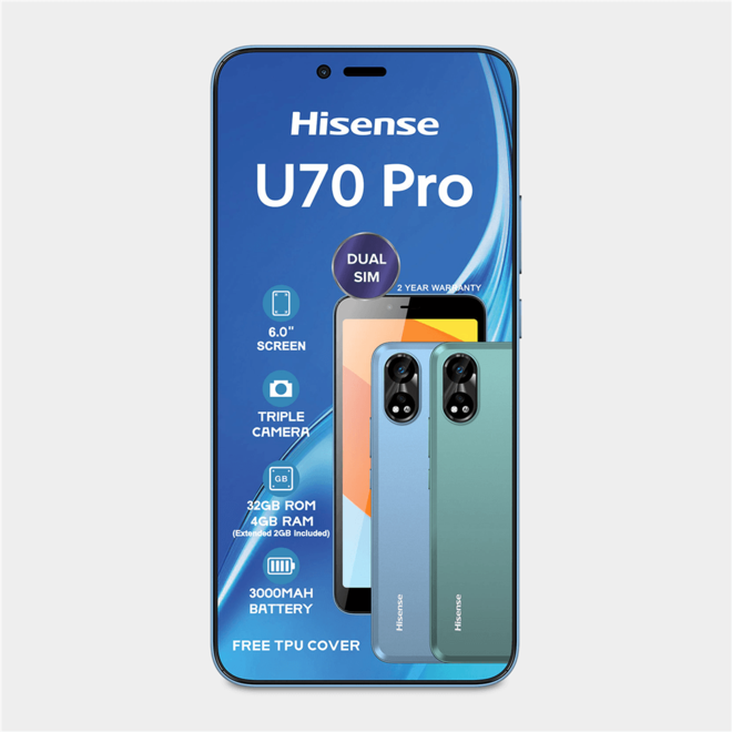 HISENSE U70 PRO BLUE Dual SIM offers at R 999 in Hi