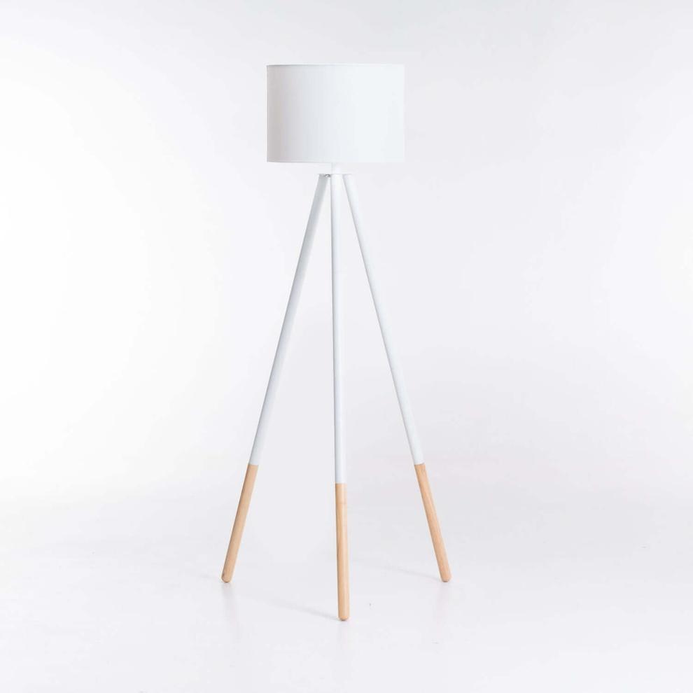 LAMP FLOOR-WOODEN TRIPOD-WHITE FABRIC SHADE 156cm offers at R 959 in Decofurn