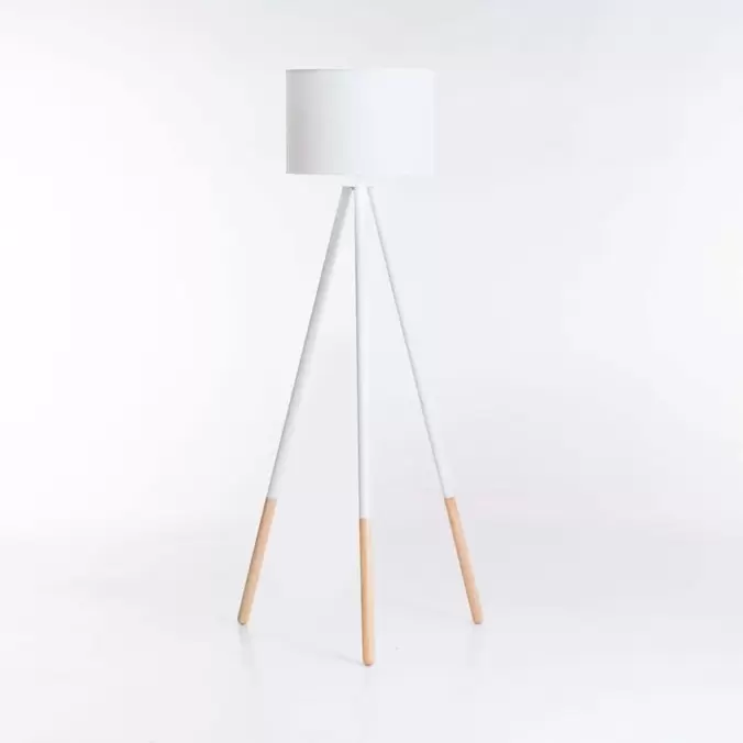 LAMP FLOOR-WOODEN TRIPOD-WHITE FABRIC SHADE 156cm offers at R 959 in Decofurn