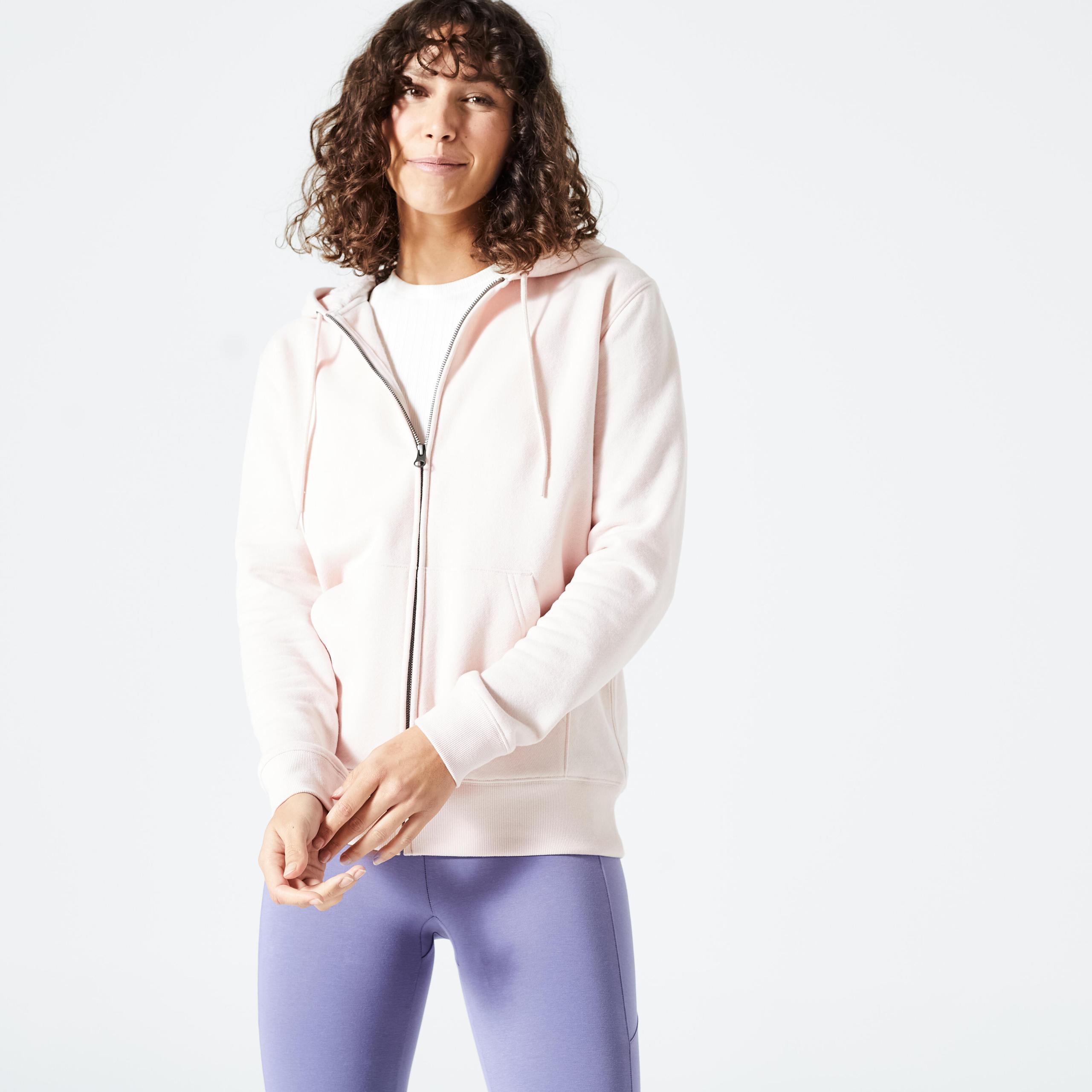 Women's Zip-Up Fitness Sweatshirt 500 Essentials - Pink Quartz offers at R 699 in Decathlon
