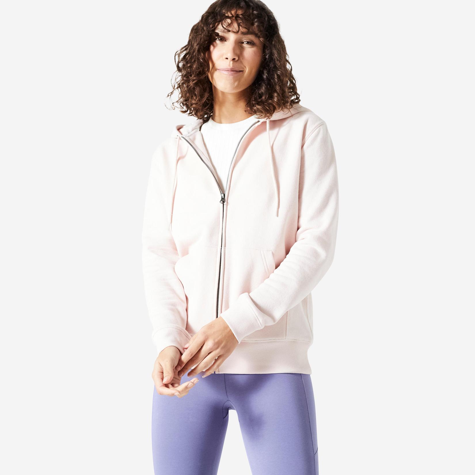 Women's Zip-Up Fitness Sweatshirt 500 Essentials - Pink Quartz offers at R 699 in Decathlon