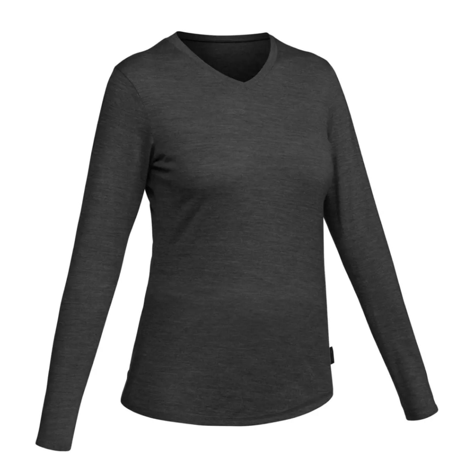 Women's Trekking Merino Wool T-Shirt - TRAVEL 500 Grey offers at R 699 in Decathlon