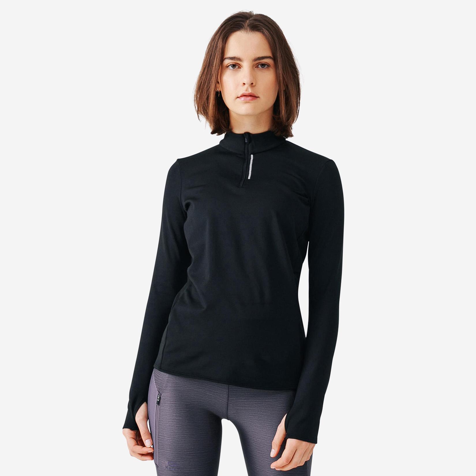Zip Warm women's long-sleeved running T-shirt - black offers at R 349 in Decathlon
