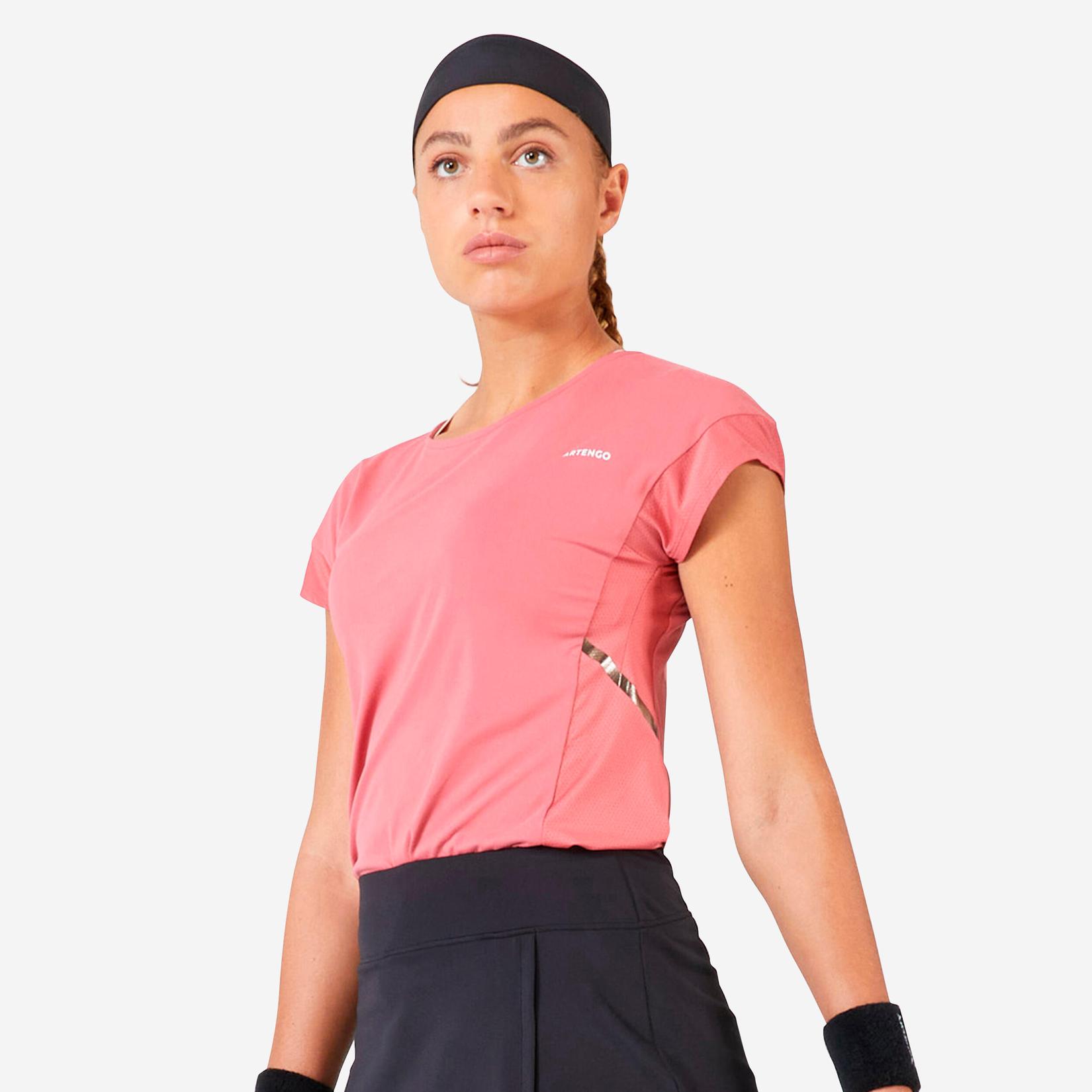 Women's Dry Crew Neck Soft Tennis T-Shirt Dry 500 - Blue/Black offers at R 299 in Decathlon