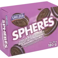 Chelsea Spheres Chocolate Biscuits With Blueberry Filling 180g offers at R 14,99 in Checkers