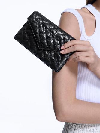 Duo Quilted Envelope Clutch               - jet black offers at R 800 in Charles & Keith