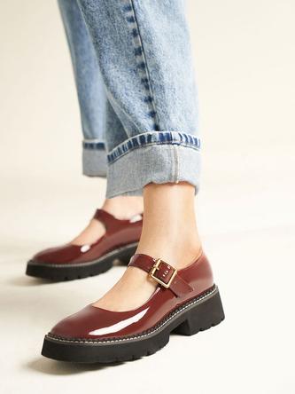Metallic Buckle Patent Mary Janes               - cognac offers at R 1000 in Charles & Keith
