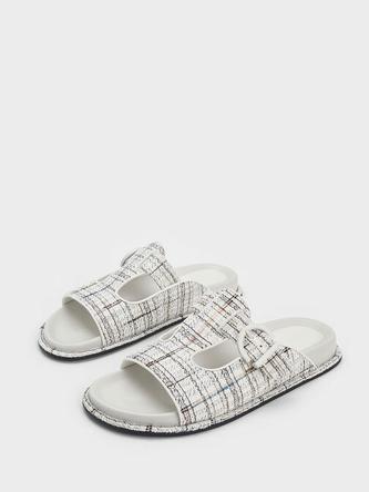 Cut-Out Tweed Buckled Slides               - multi offers at R 700 in Charles & Keith