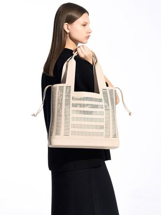 Delphi Cut-Out Tote Bag  - oat offers at R 1400 in Charles & Keith