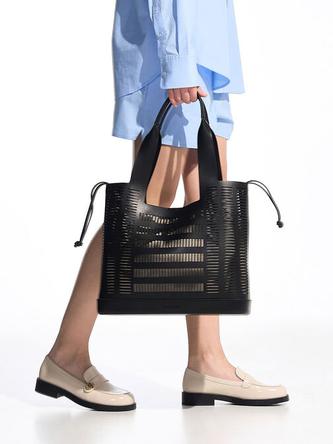 Delphi Cut-Out Tote Bag  - black offers at R 1400 in Charles & Keith
