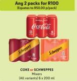 Coke/Schweppes - Mixers offers at R 50 in Makro