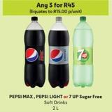 Peepsi - Max/Pepsi - Light/7 Up - Sugar Free offers at R 15 in Makro