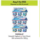 Parmalat - Smooth Yoghurt Or Yum Chum offers at R 18,33 in Makro