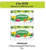 Twinsaver - 1-Ply Unwrapped Toilet Tissue offers at R 89,5 in Makro