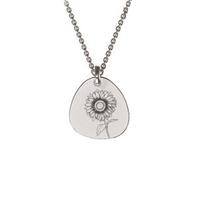 Me Mi Collection One 9ct White gold Sunflower Engraved Pebble Pendant and chain Sunflower 45cm offers at R 6950 in Deonne le Roux