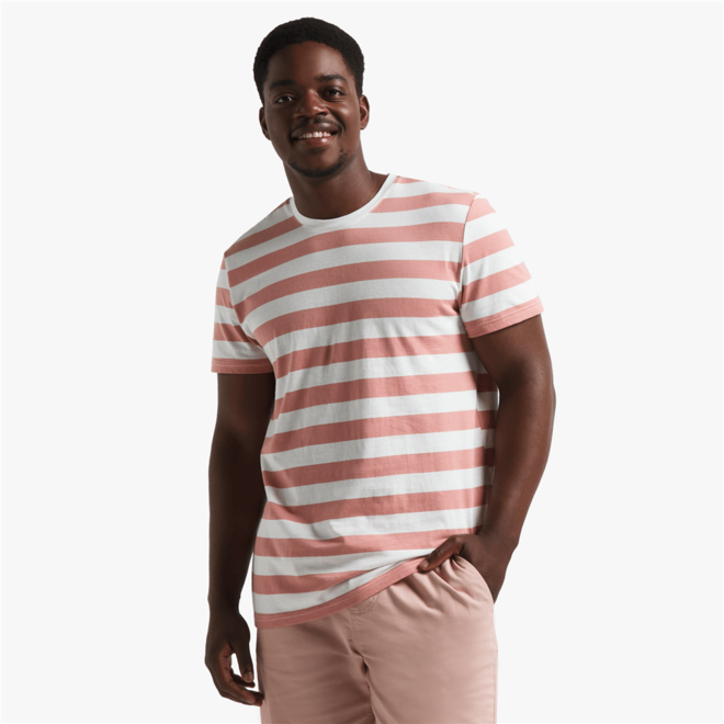 Men's Coral & White Striped T-Shirt offers at R 89,99 in Exact