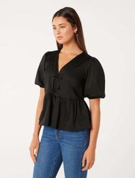Arabelle Cotton Tie Front Blouse offers at R 795 in Forever New
