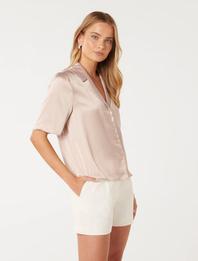 Mercedes Short Sleeve Satin Shirt offers at R 745 in Forever New
