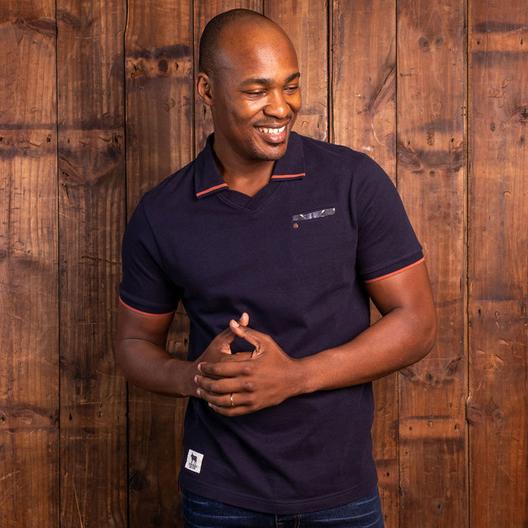 Basotho Luxe V-Neck PK Polo Midnight offers at R 1199,95 in Kingsley Heath