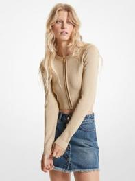 Metallic Knit Cropped Zip-Up Jacket offers at R 5670 in Michael Kors