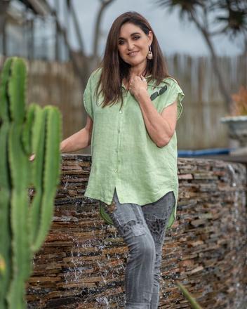 Carry On Cap Sleeve Linen Top | Pistachio offers at R 595 in The Hip Shop