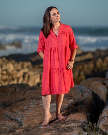 Walk Of Fame Midi Linen Dress | Watermelon offers at R 460 in The Hip Shop