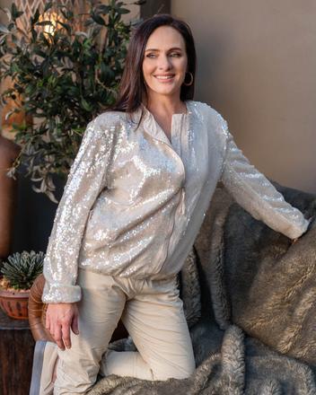 Sequin Sway Zip Jacket | Cream offers at R 850 in The Hip Shop