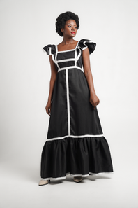 Angalia Jua Dress .Maxi Dress With Detail Ribbon On The Top And Bottom offers at R 699 in The Space