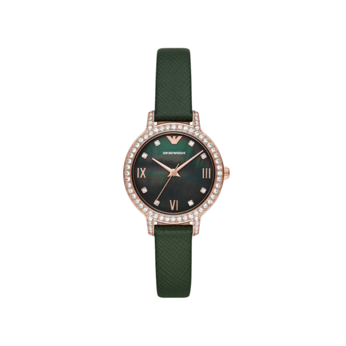 EMPORIO ARMANI Ladies Three-Hand Green Leather Watch offers at R 4999 in Watches Unlimited