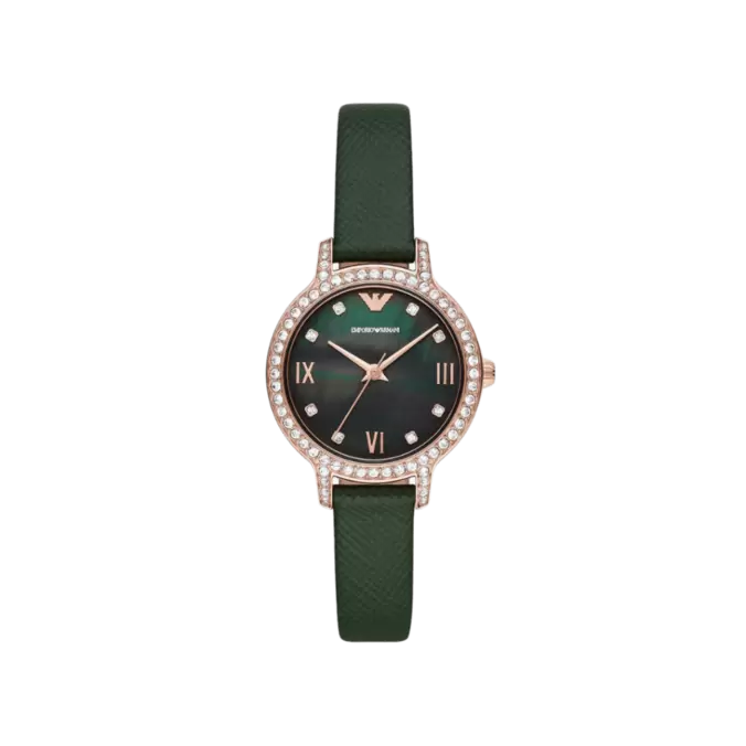 EMPORIO ARMANI Ladies Three-Hand Green Leather Watch offers at R 4999 in Watches Unlimited