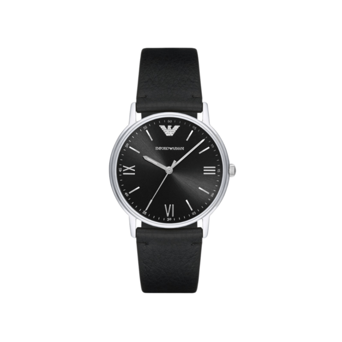 EMPORIO ARMANI Men’s Three-Hand Black Leather Watch offers at R 3999 in Watches Unlimited