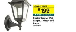 Inspire Updown Wall Lamp E27 Plastic And Glass offers at R 199 in Leroy Merlin