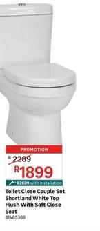 Toilet Close Couple Se Shortland White Top Flush With Soft Close Seat offers at R 1899 in Leroy Merlin