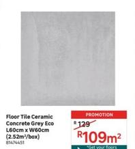Floor Tile Ceramic Concrete Grey Eco offers at R 109 in Leroy Merlin