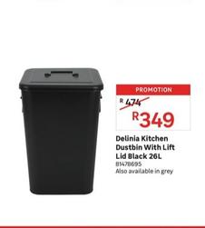 Delinia Kitchen Dustbin With Lift Lid Black 26l offers at R 349 in Leroy Merlin