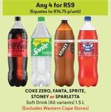 Coke Zero/Fanta/Sprite/Stoney/Sparletta - Soft Drink offers at R 14,75 in Makro