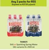 Thirsti - Still Or Sparkling Spring Water offers at R 27,5 in Makro