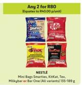 Nestlé - Mini Bags Smarties, Kitkat, Tex, Milkybar Or Bar One offers at R 40 in Makro