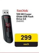Sandisk - 128 Gb Cruzer Glide Usb Flash Drive 3.0 offers at R 299 in Makro