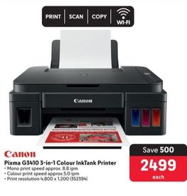 Canon - Pixma G3410 3-In-1 Colour InkTank Printer offers at R 2499 in Makro