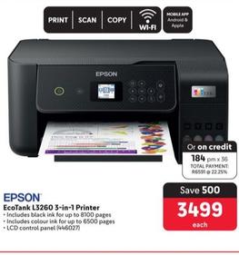 Epson - Ecotank L3260 3-In-1 Printer offers at R 3499 in Makro