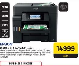 Epson - L6550 4-In-1 EcoTank Printer offers at R 14999 in Makro