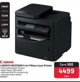 Canon - I-Sensys MF275DW 4-In-1 Mono Laser Printer offers at R 4499 in Makro