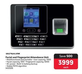 Ultra Link - Facial And Fingerprint Attendance Unit offers at R 3999 in Makro