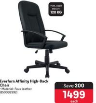 Everfurn Affinity High-Back Chair  offers at R 1499 in Makro