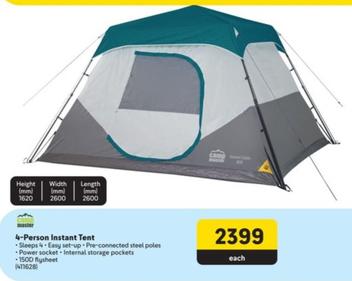 Camp Master - 4-Person Instant Tent offers at R 2399 in Makro