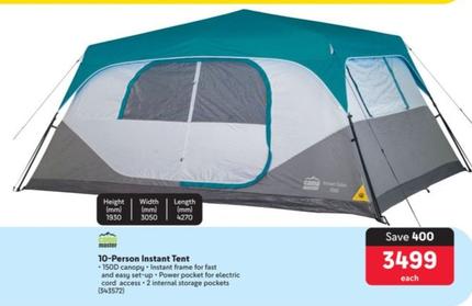 Camp Master - 10-Person Instant Tent offers at R 3499 in Makro